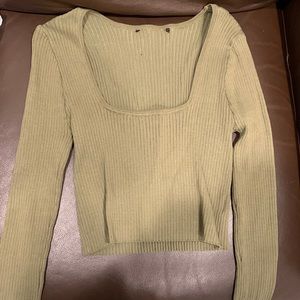 Olive green long sleeve crop top